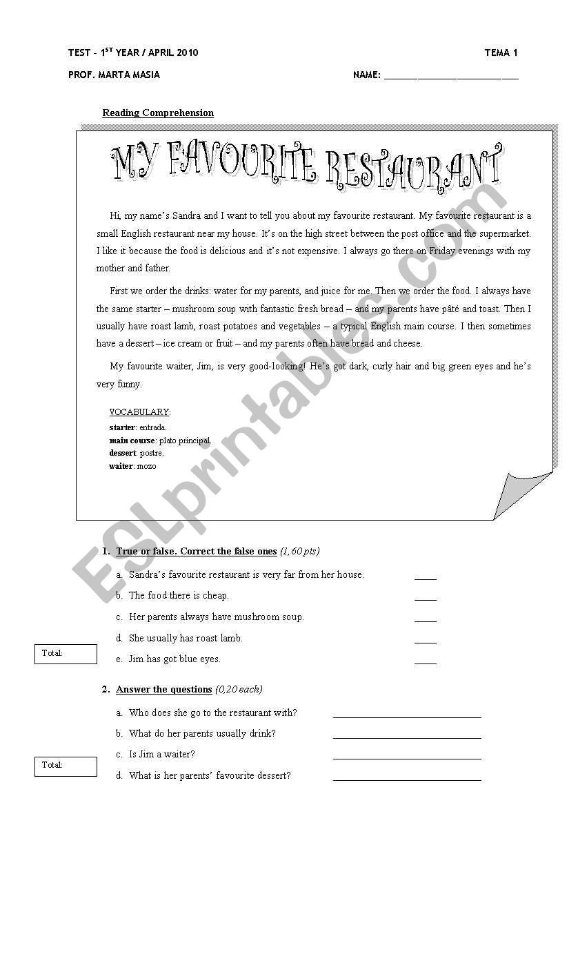 Test worksheet