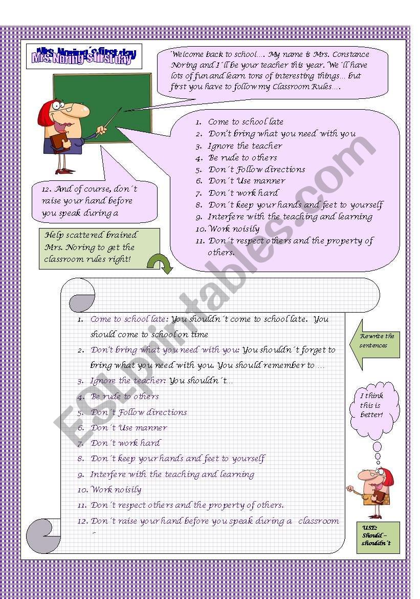 Mrs. Noring´s first day! - ESL worksheet by maguyre