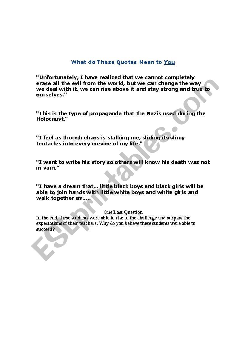 Quotes worksheet