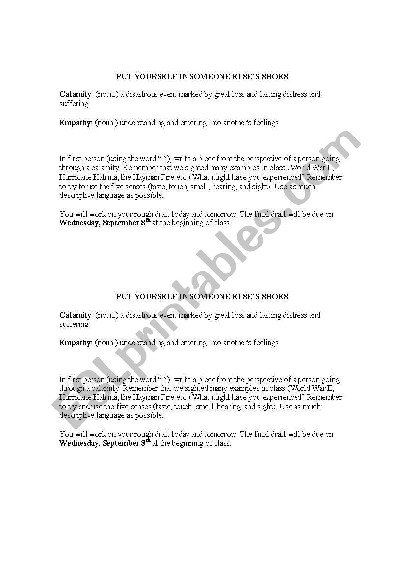 Emapthy assignment worksheet