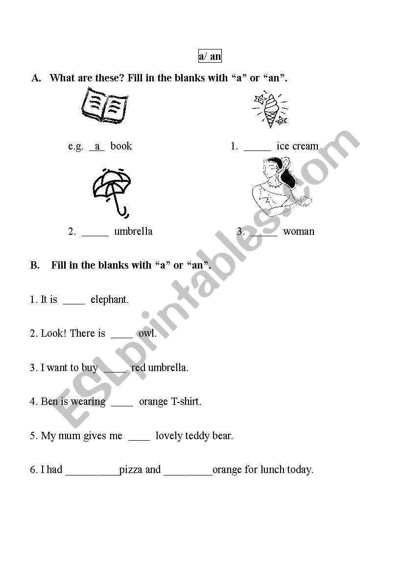 Articles worksheet worksheet