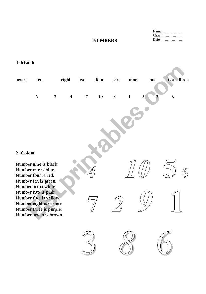 Numbers worksheet