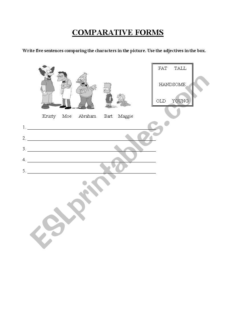 Comparative Forms worksheet