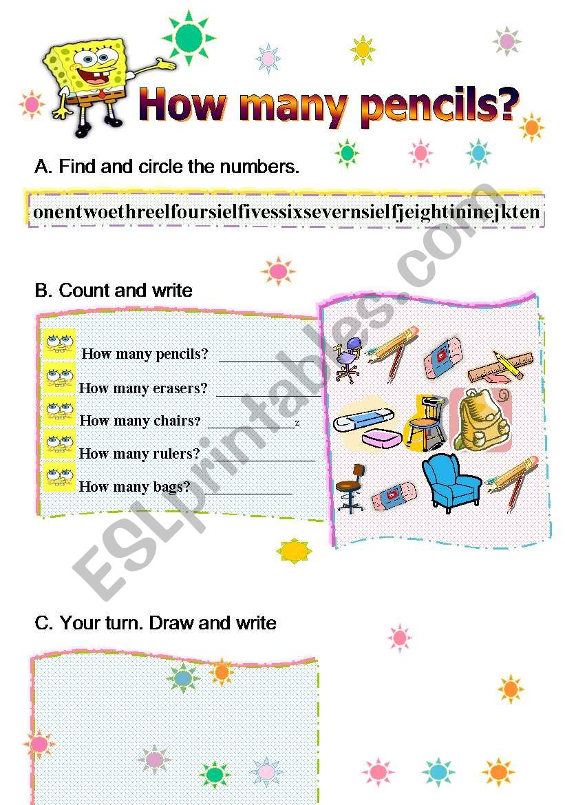 numbers(1 to 10), how many.. worksheet