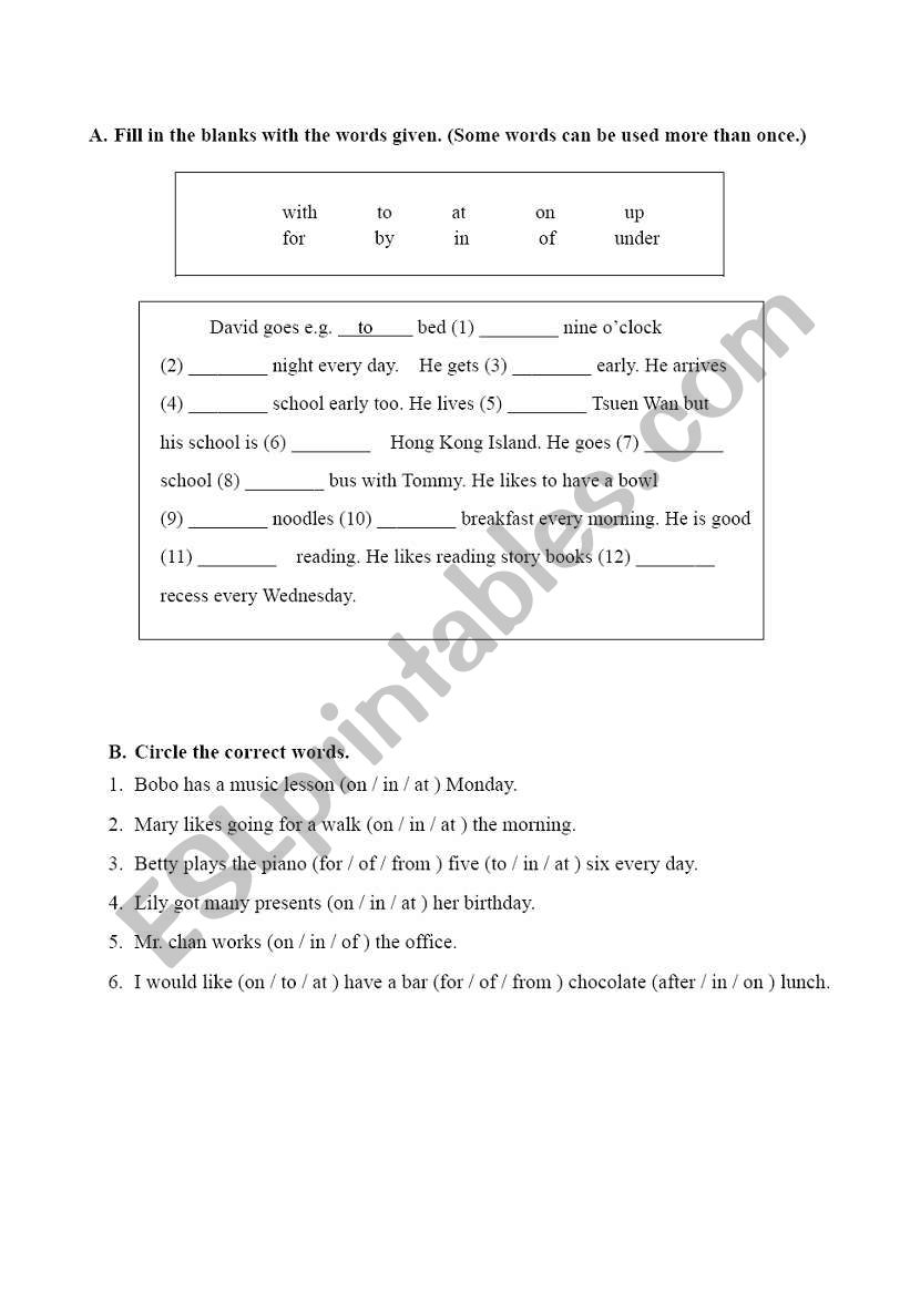 Worksheet simple present , prepositions , comparatives and superlatives.