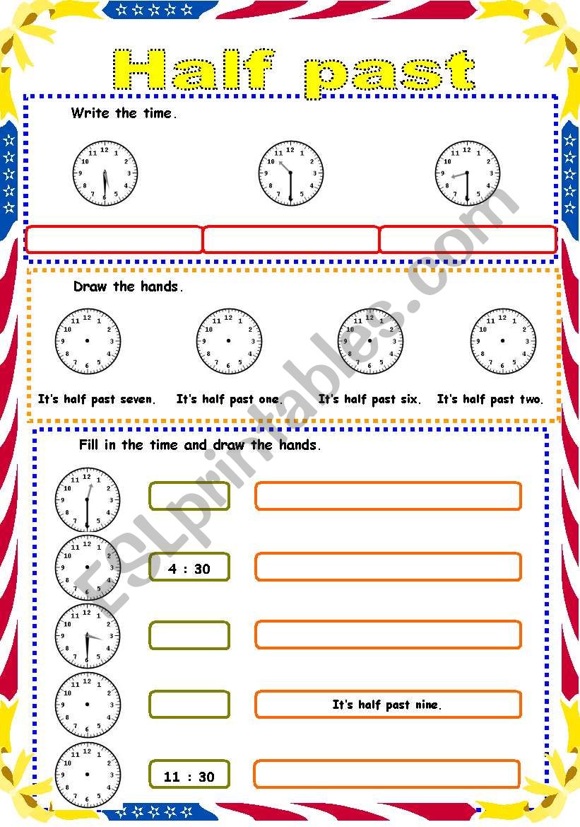 Time ( Its half past ... ) worksheet