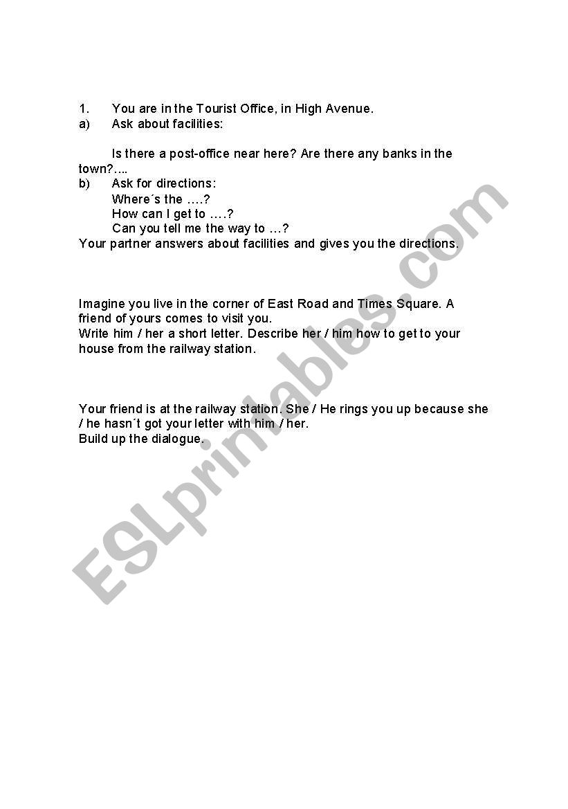 Directions worksheet