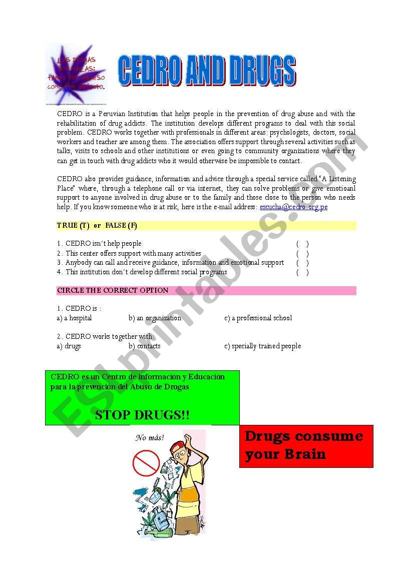 prevention of drugs worksheet