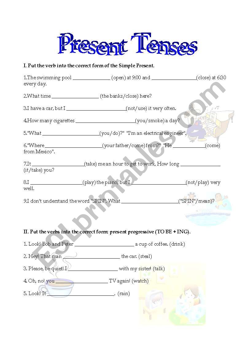 Present - Future and Past worksheet