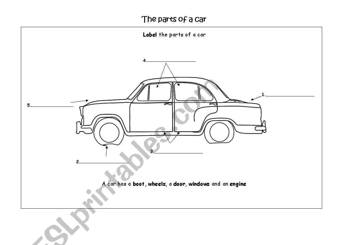 English worksheets: The parts of a car