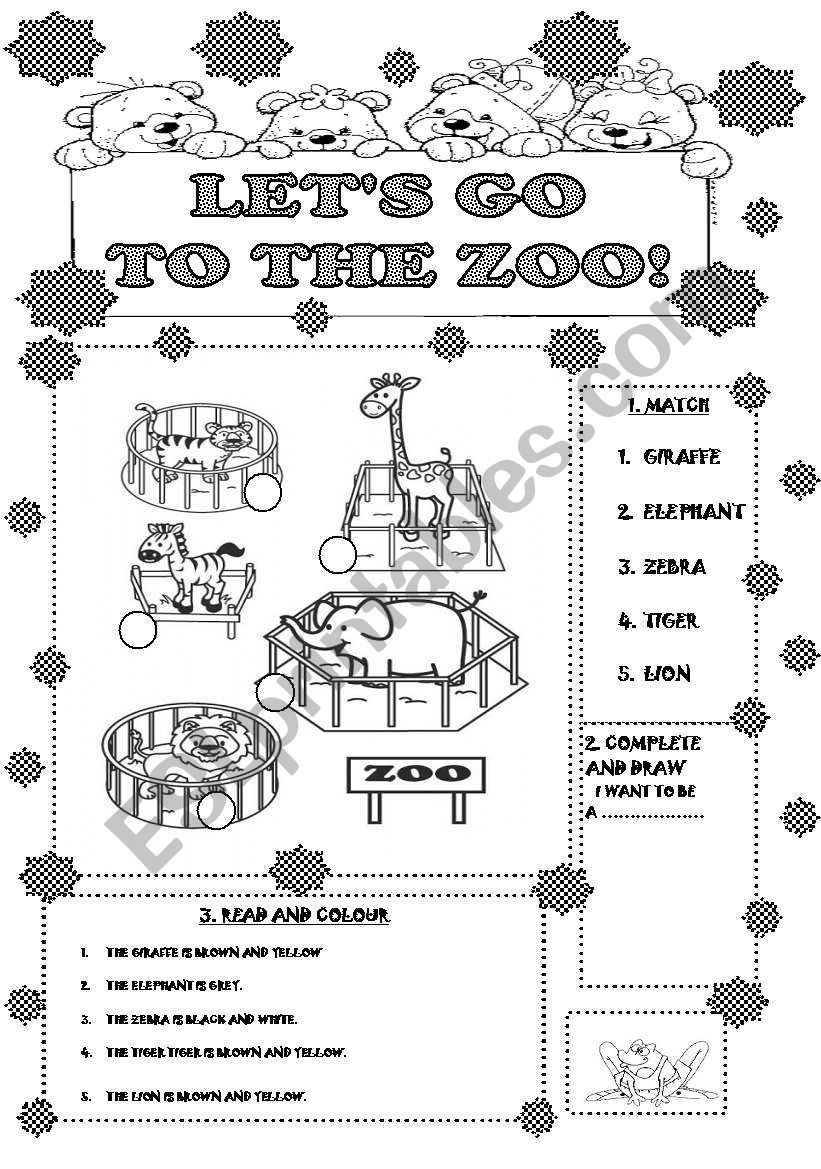 let s go to the zoo for little kids esl worksheet by danielgodoy