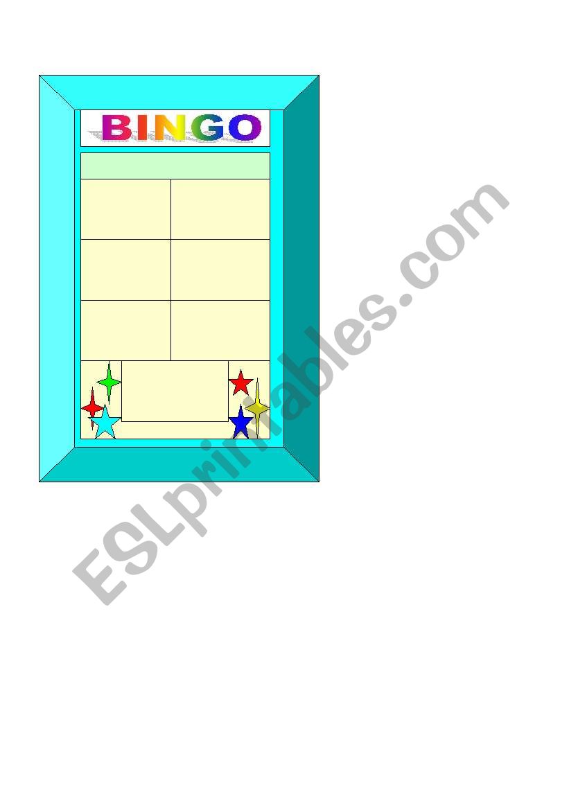 BINGO TEMPLATE worksheet