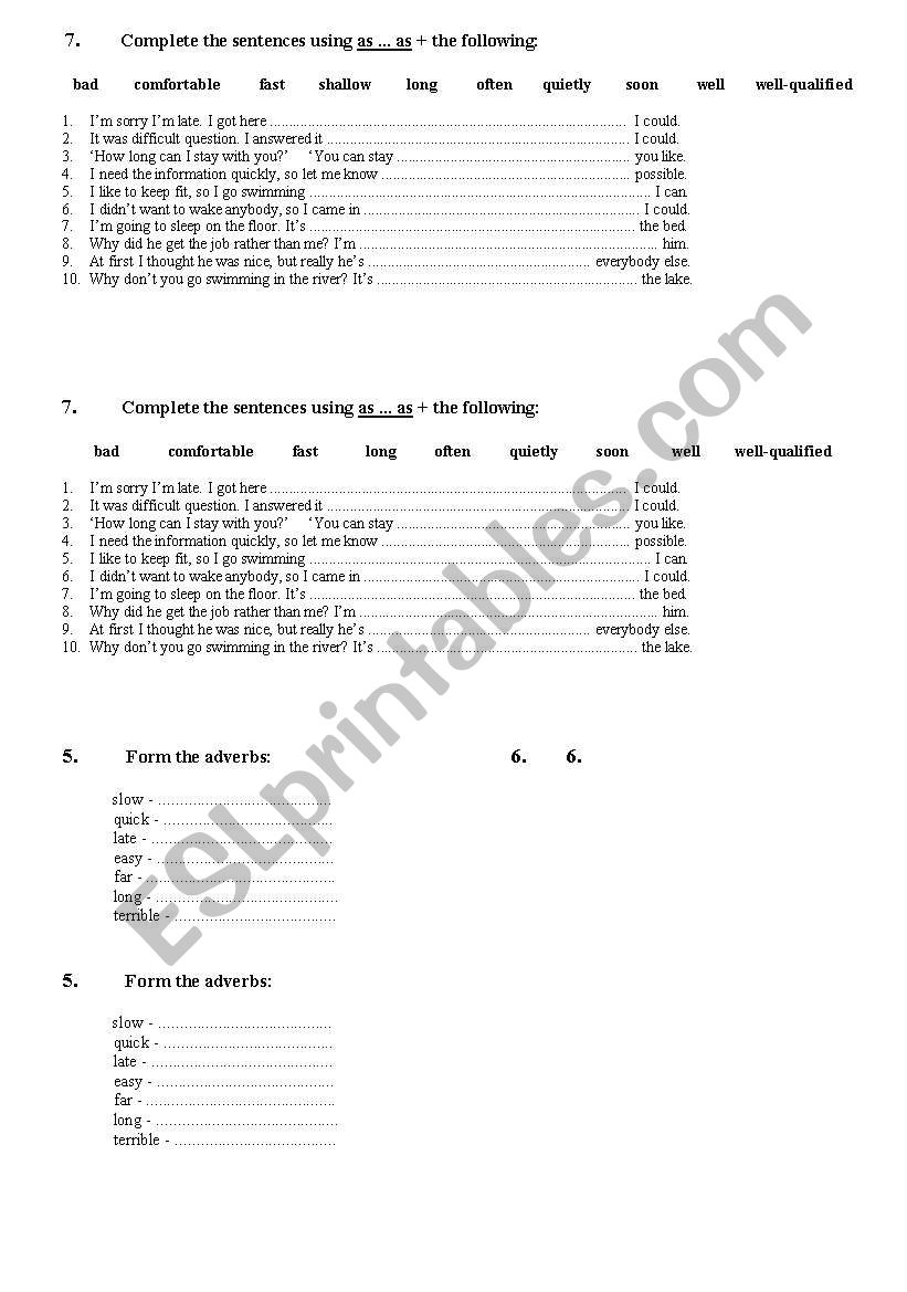 Adjectives worksheet