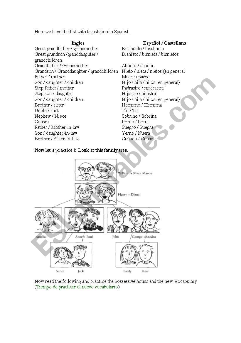 Family worksheet