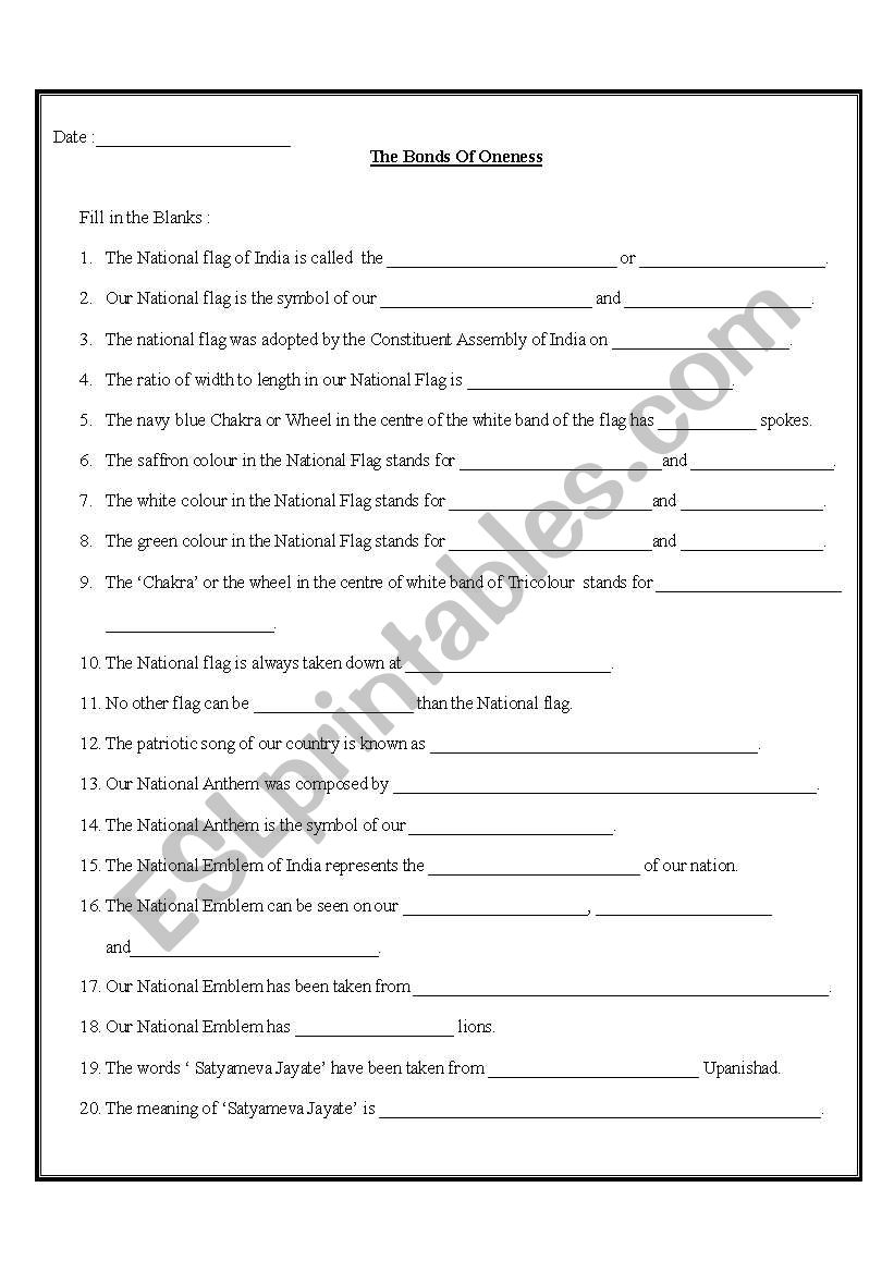 national heritage worksheet