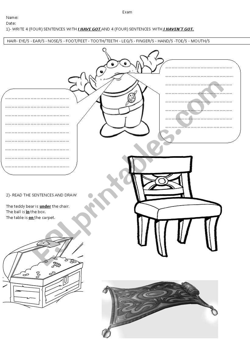 parts of the body and prepositions