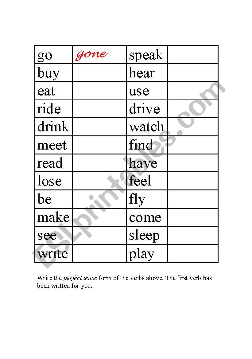 Present perfect worksheets worksheet