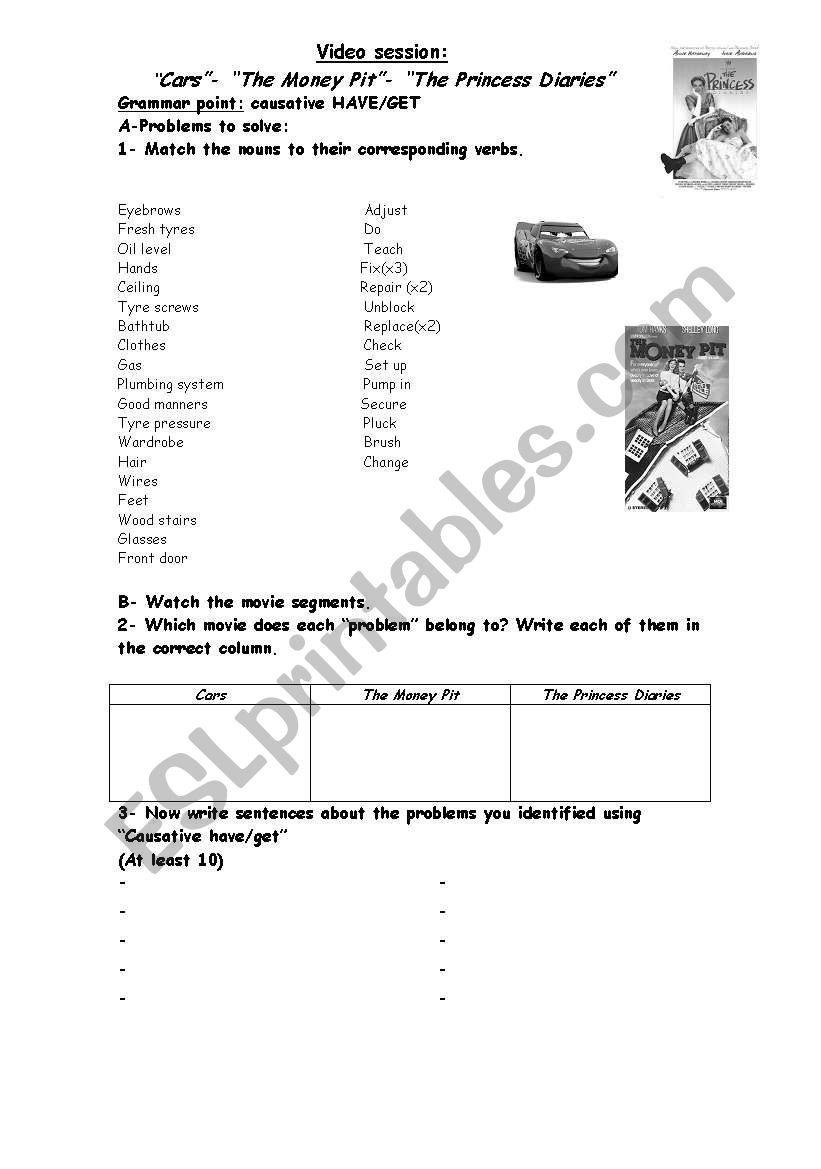 video session causative have worksheet