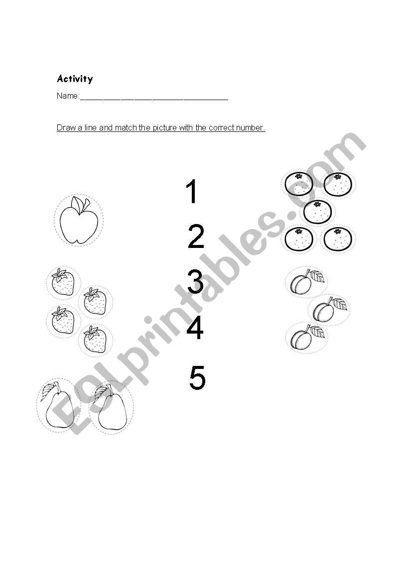 match fruits with numbers worksheet