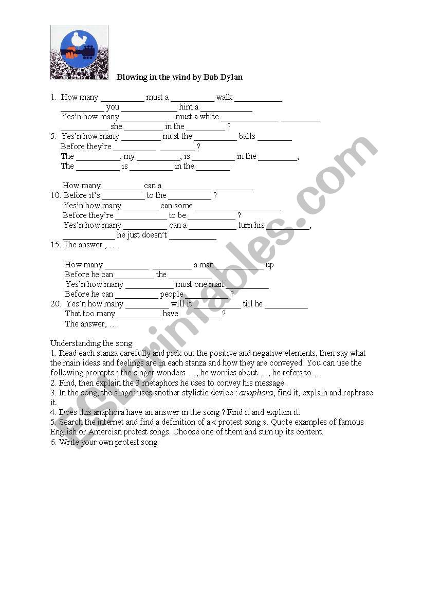 Blowing with the wind worksheet