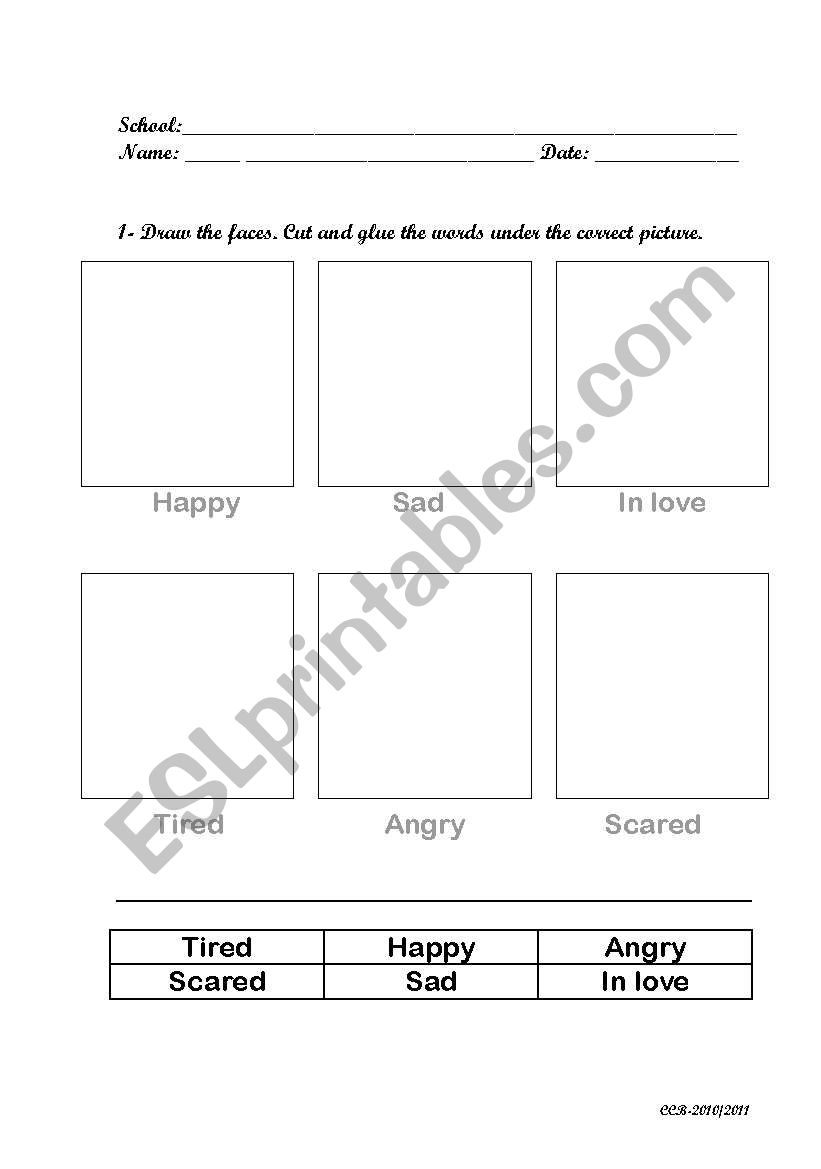 Feelings worksheet