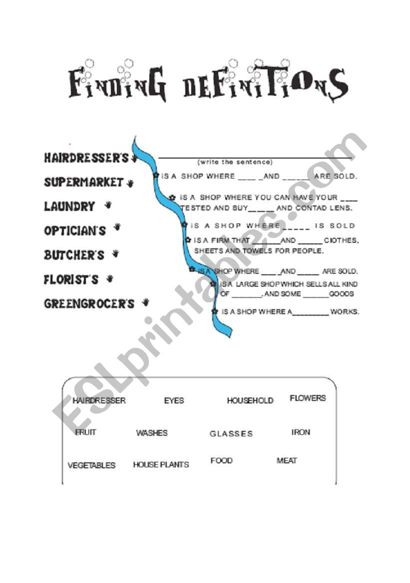 finding definitios worksheet