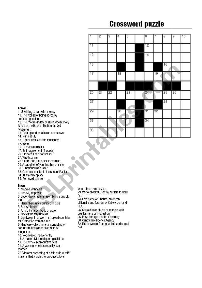 Crossword Puzzle worksheet