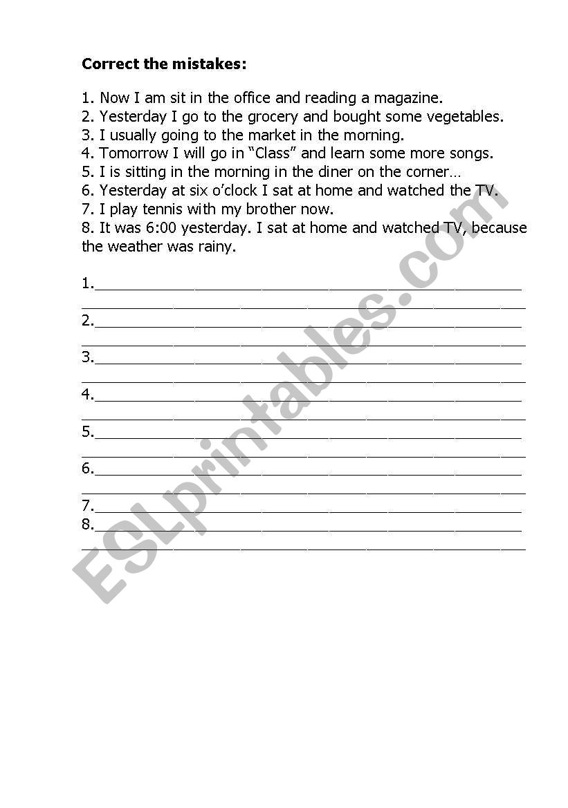 Correct The Mistakes worksheet