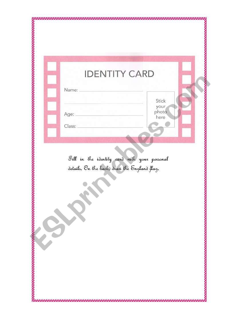 Identity Card worksheet