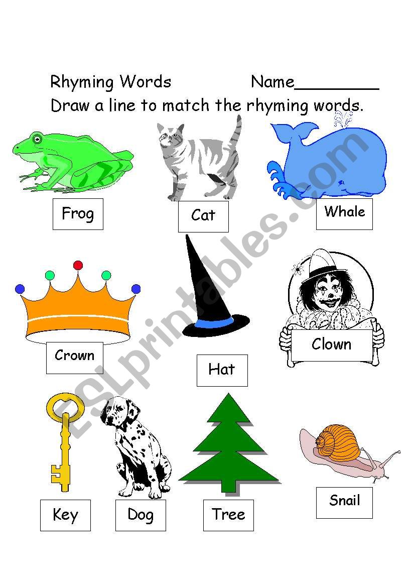 rhyming words and pictures worksheet