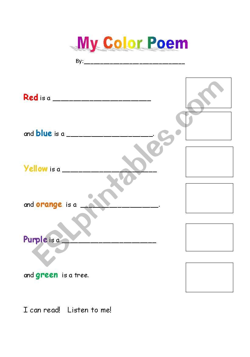 Color Poem worksheet