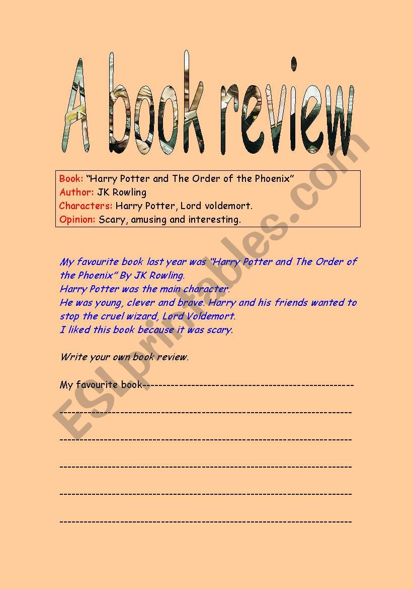 A book review worksheet