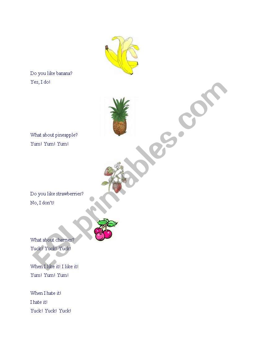 Do you like banana? worksheet