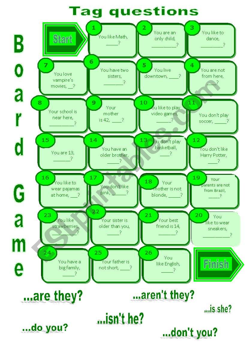 Tag Question board game. - ESL Galaxy