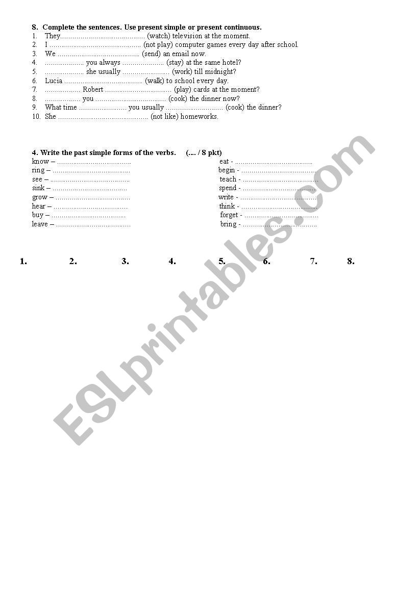 Present Simple, Pr. continuous past simple tense