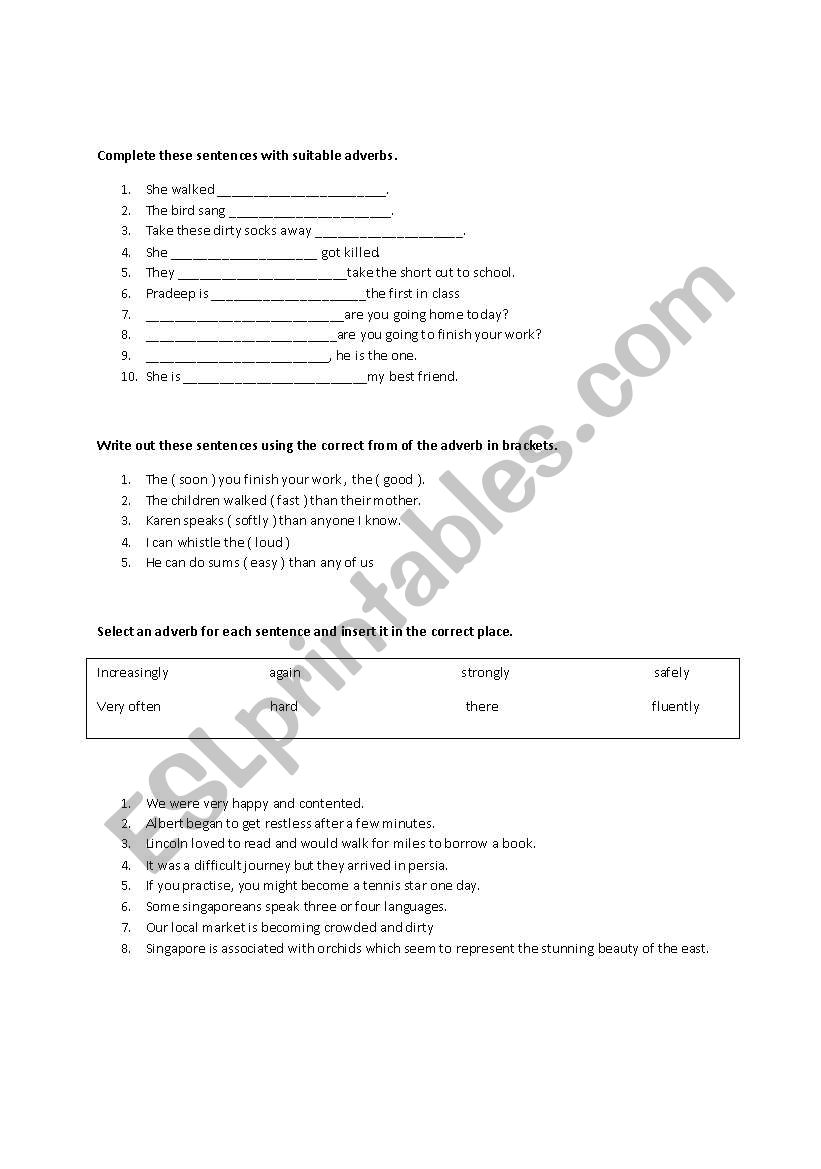 preposition worksheet