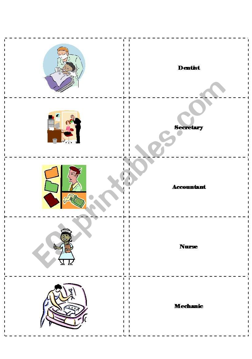 PROFESSIONS MEMORY GAME II worksheet