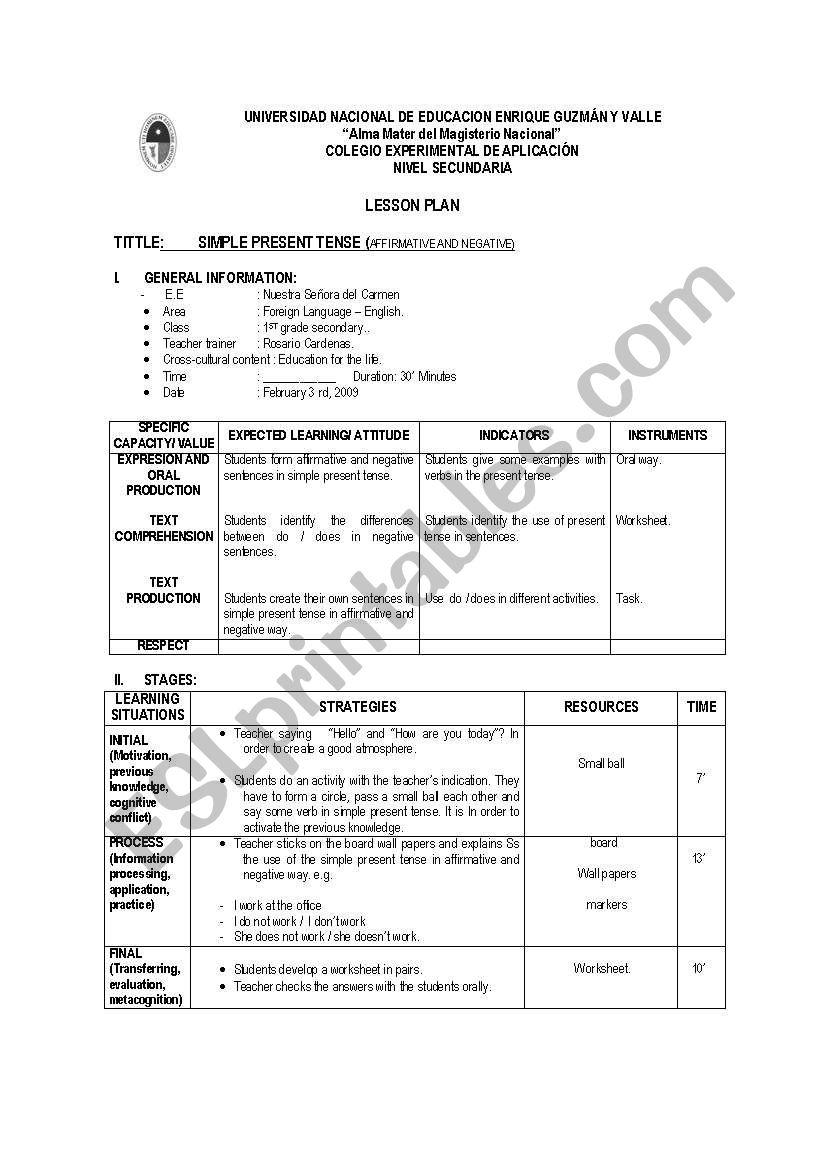 simple present tense worksheet