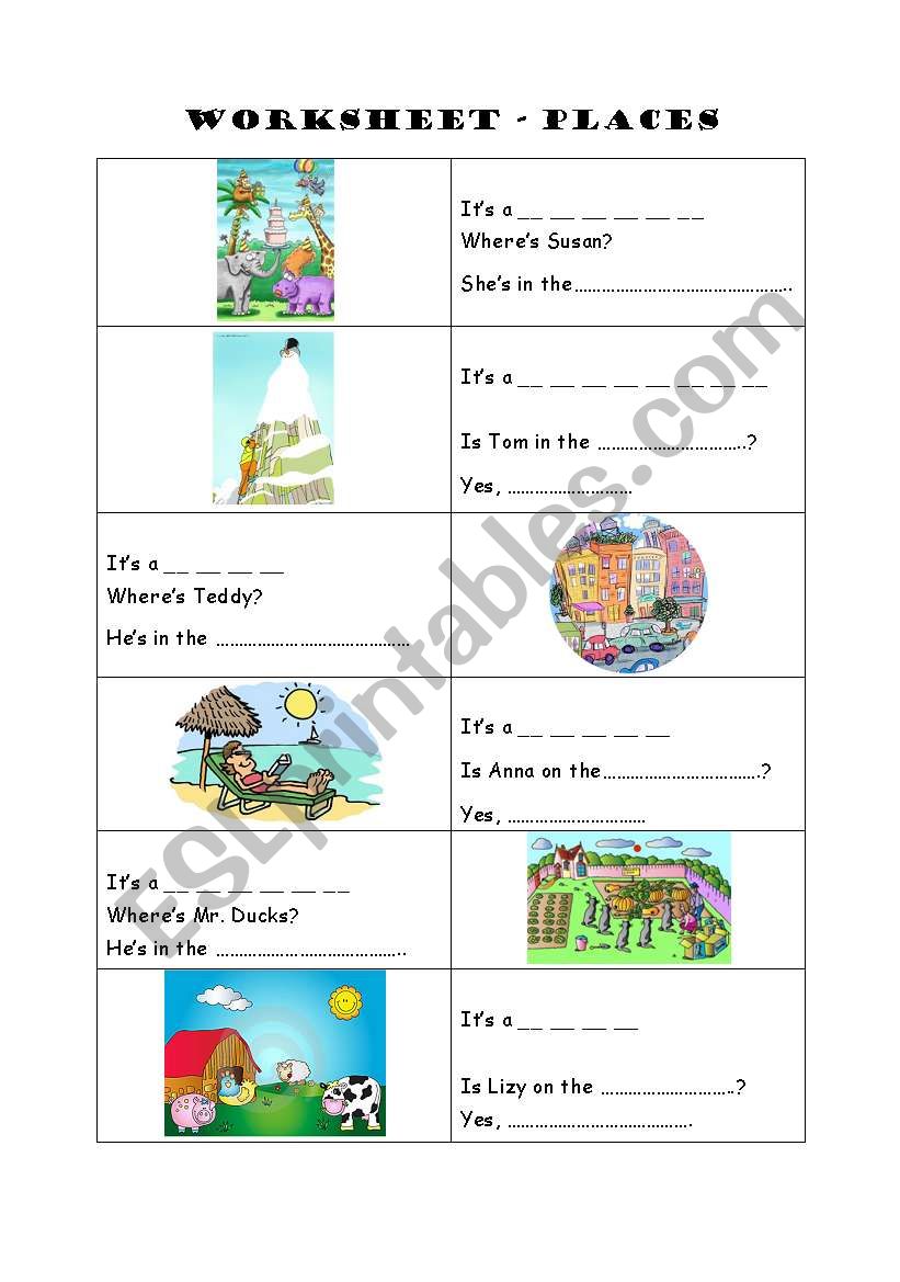 Places worksheet