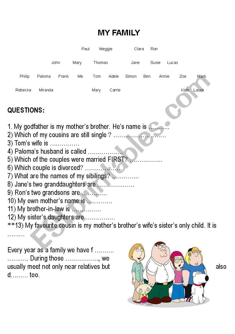 FAMILY TREE  worksheet