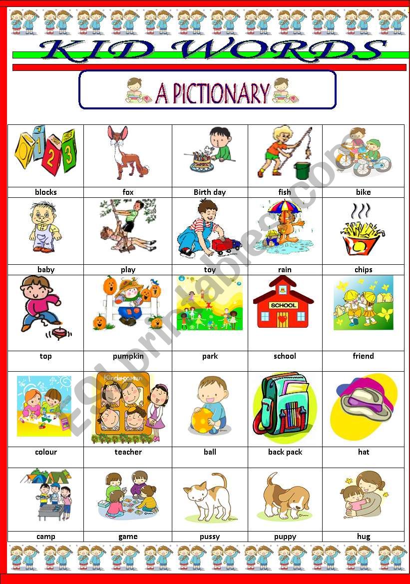 KID WORDS Vocabulary ESL Worksheet By Jhansi