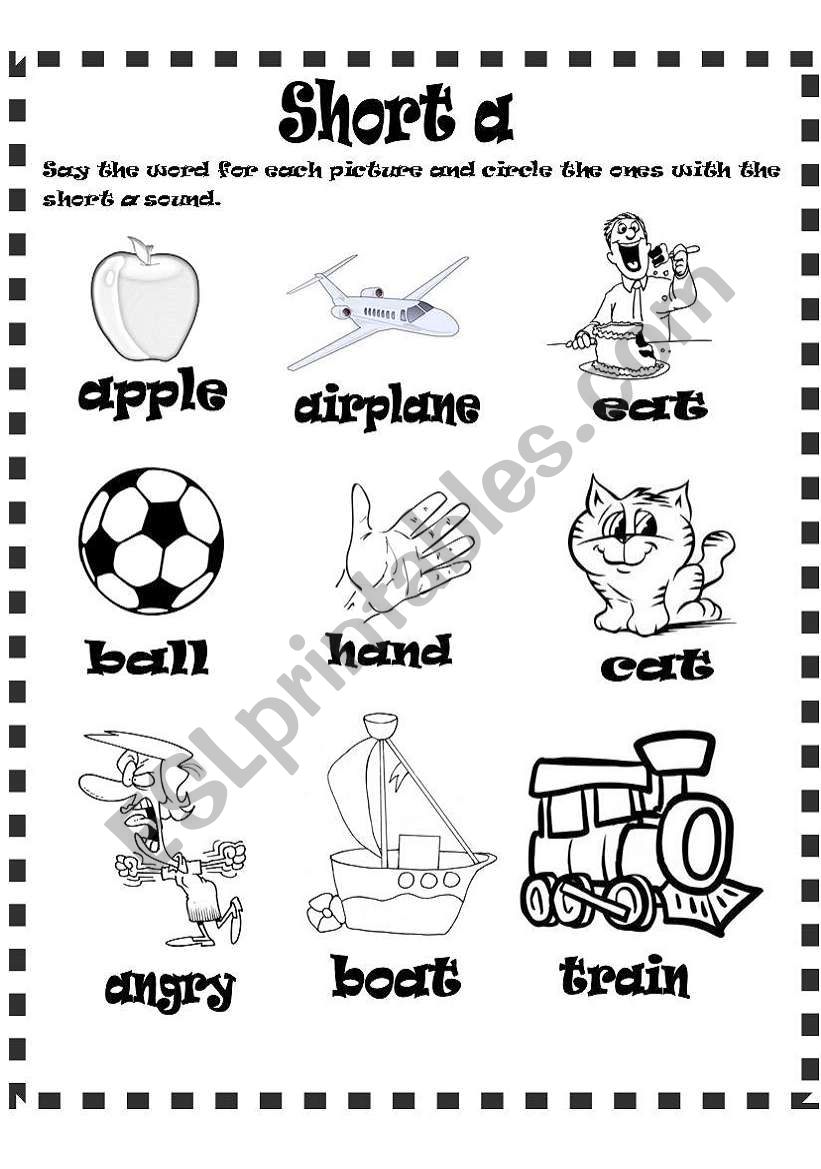 Short A Sound ESL Worksheet By Lizsantiago