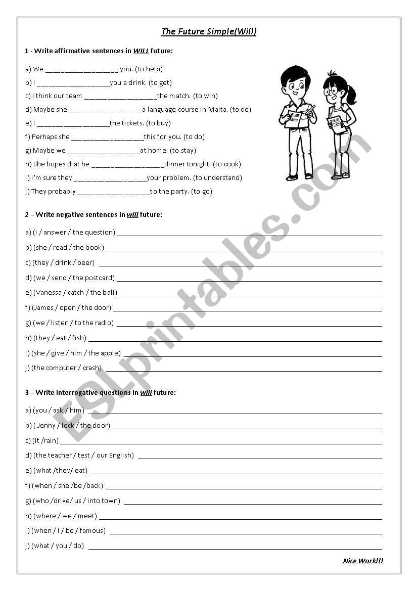 The Future Simple (Will) worksheet