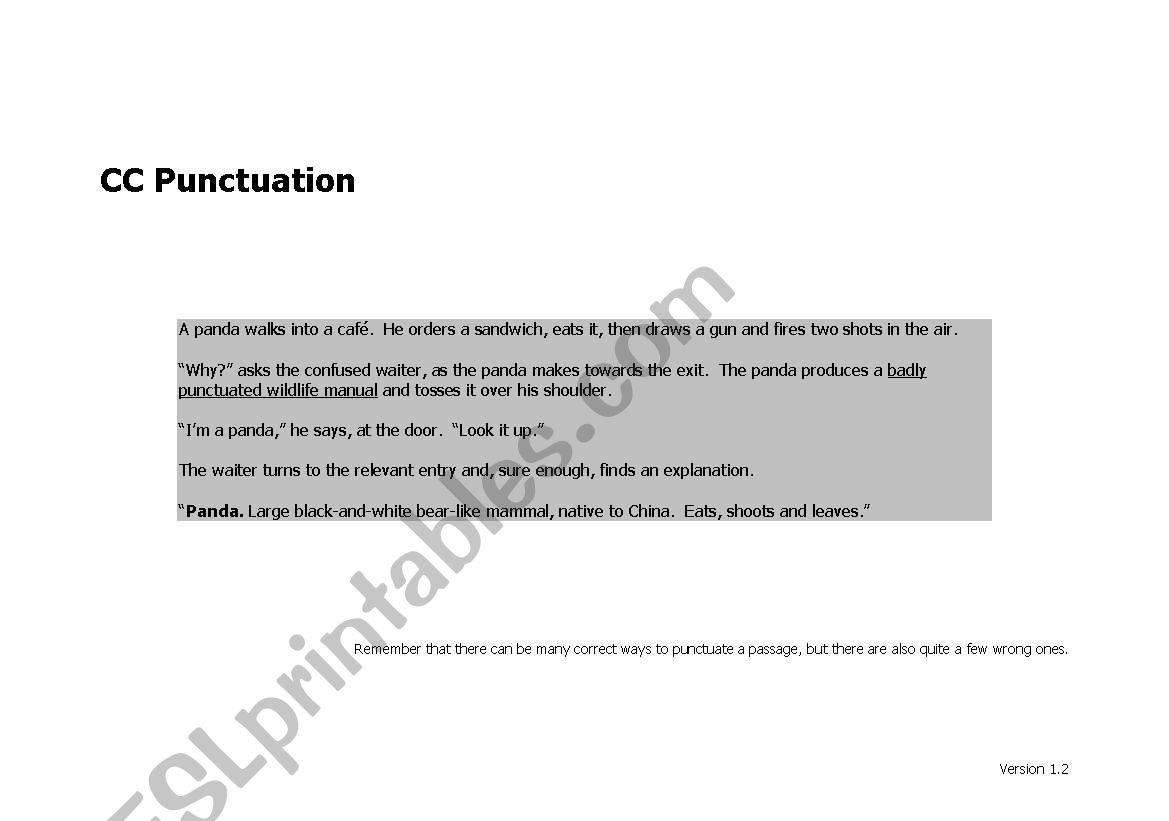 CC Punctuation worksheet