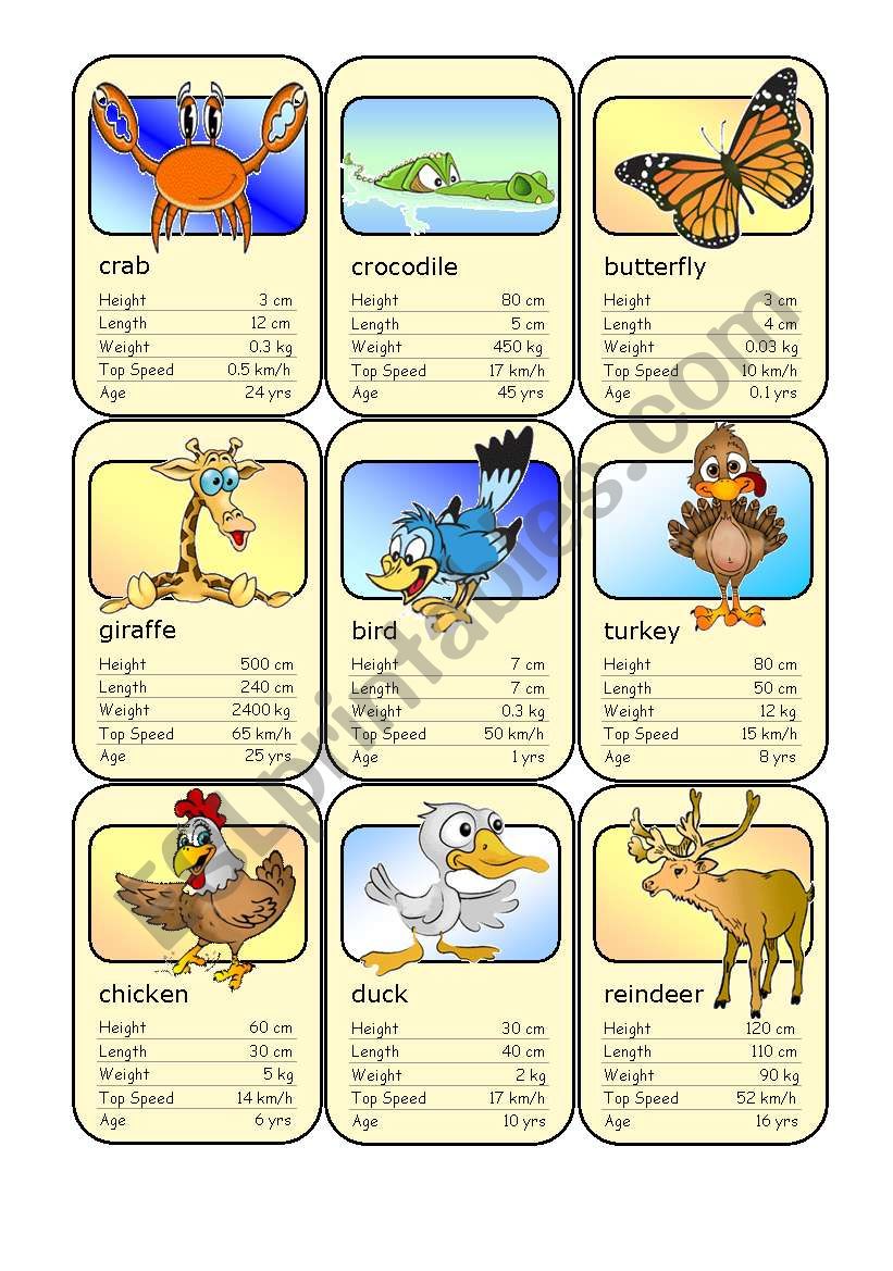 Animal Card Game (4) worksheet