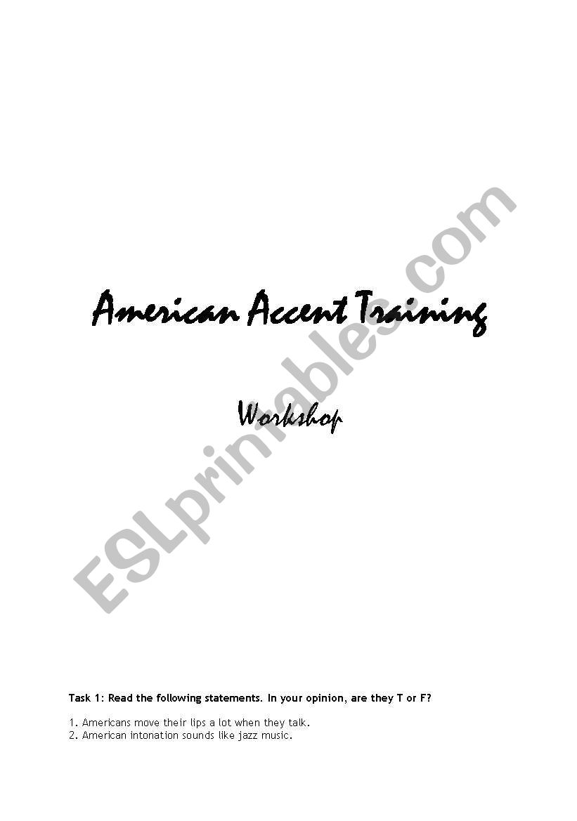 American Pronunciation worksheet