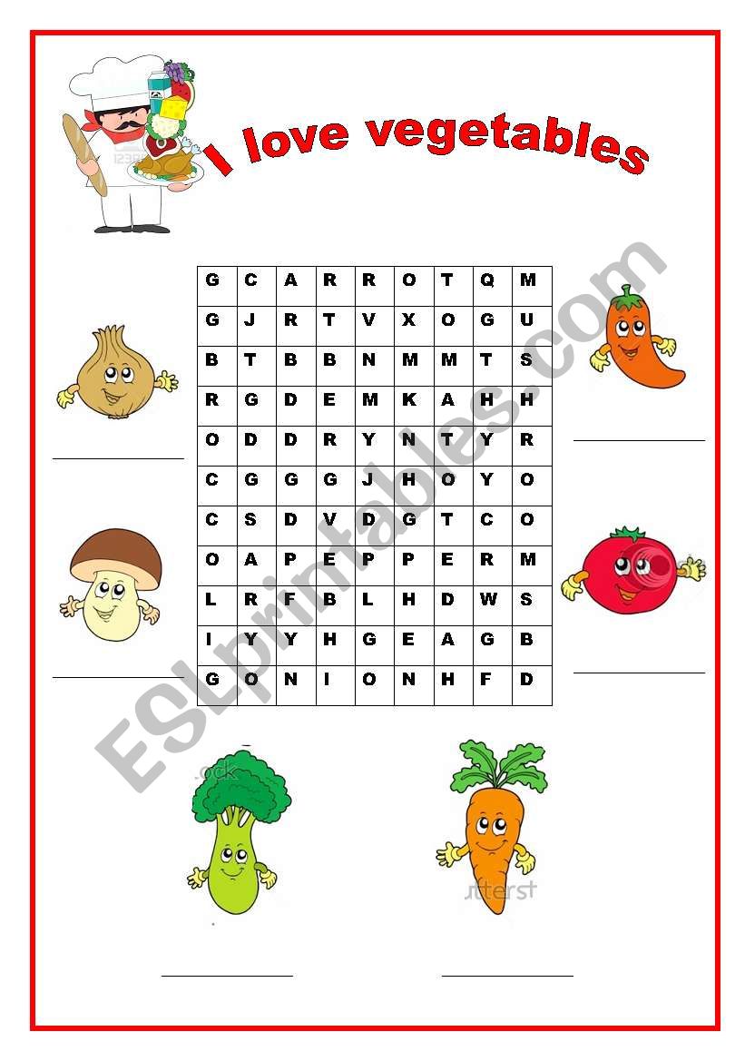 I love vegetables worksheet