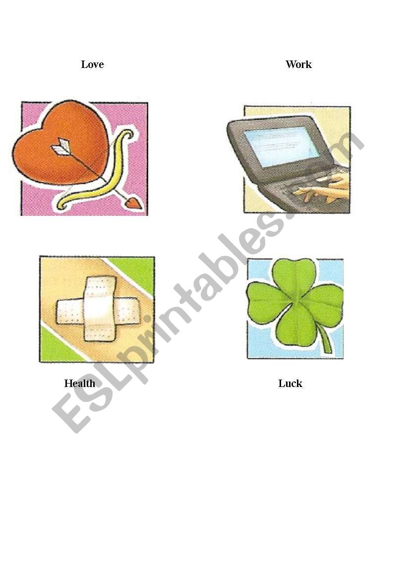 flash-cards love/work/health/luck