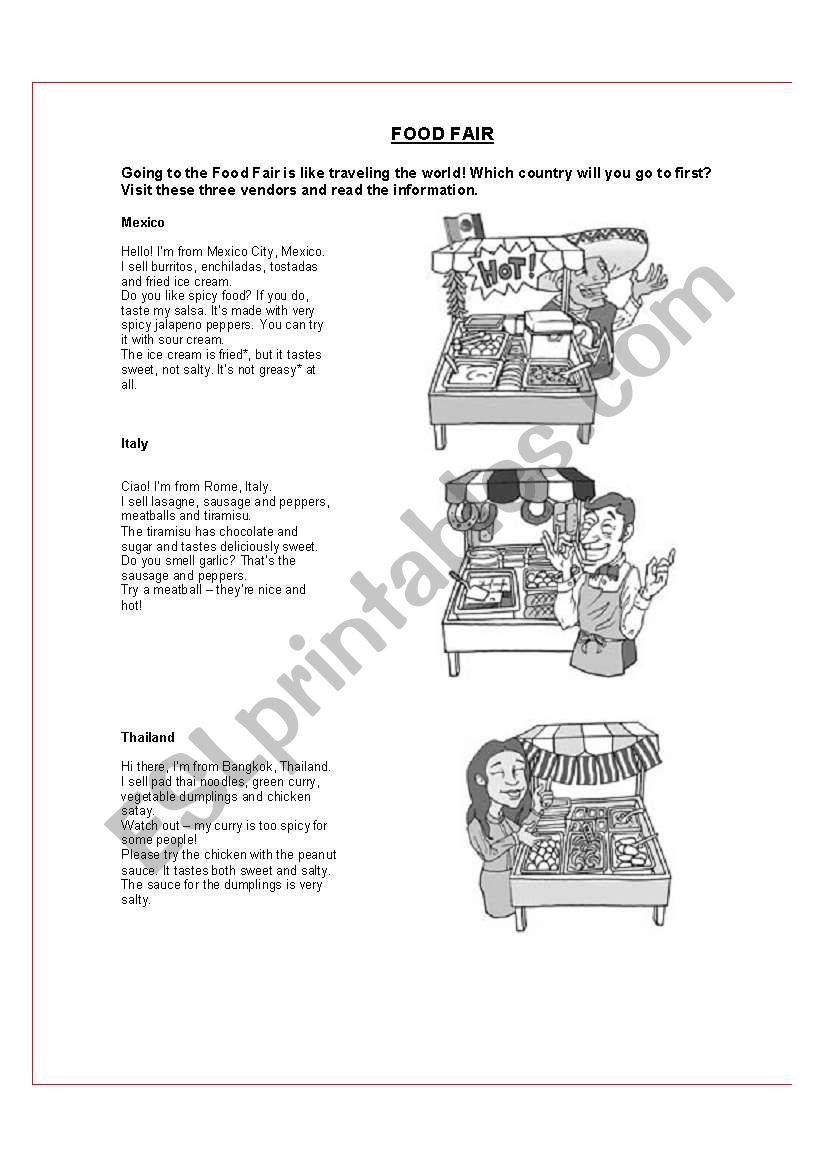 Food Fair worksheet