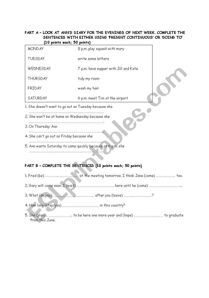 present & future worksheet